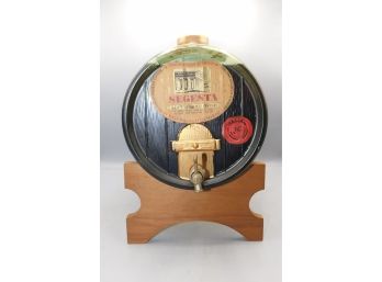 Italian Segesta Soft Red Wine Glass Keg Decanter With Wood Stand - Sealed
