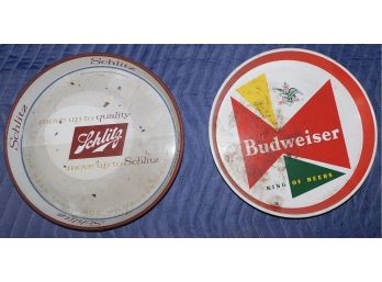 Schlitz / Budweiser Metal Serving Trays - 2 Total