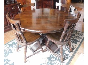 Solid Wood Farmhouse Style Dining Table With 4 Chairs - 2 Leafs Included