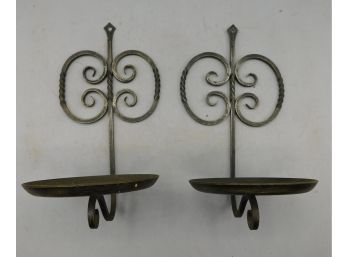 Wrought Iron Candle Holder Wall Decor - 2 Total