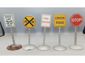 Vintage Metal Traffic Signs - 5 Total