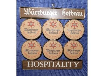 Wurzburger Hotbrau Bavarian Beer Coaster Advertising Sign
