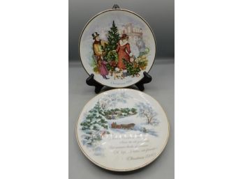 Avon / American Greetings Corp. Porcelain Decorative Christmas Plates - 2 Total
