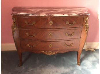 19th Century Louis XV Style Marble Top Rosewood Commode Table