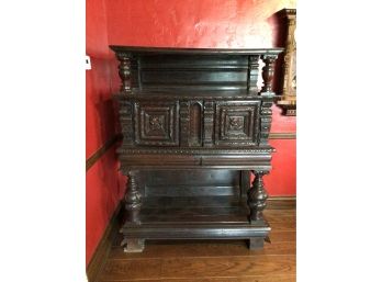 Antique Jacobean Court English Walnut Cupboard