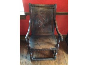 Antique 17th Century Solid American Oak Arm Chair