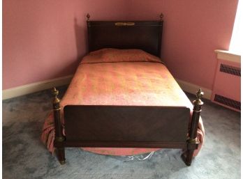 19th Century Pierre Style French Full Sized Solid Mahogany Bed Frame With Gold Mount Detail