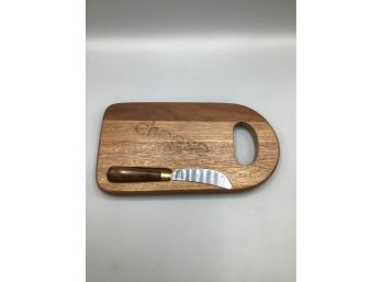 Sosan Of The Philippines Vintage Cheese Board With Stainless Steel Cheese Knife