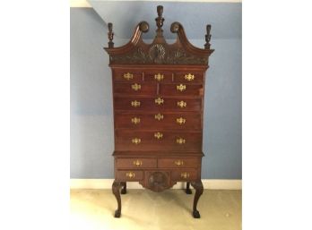 18th Century Chippendale Style Dresser American Solid Mahogany Three Piece