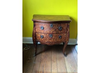 18th Century Mahogany Serpentine Bombe Style Marquetry Commode Table