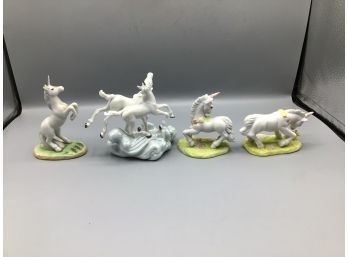 Unicorn Figurines - Porcelain Hand Painted - 4 Total - Assorted Lot