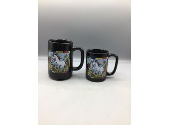 Otagiri Unicorn Pattern Ceramic Glazed Coffee Mug Set - 2 Total