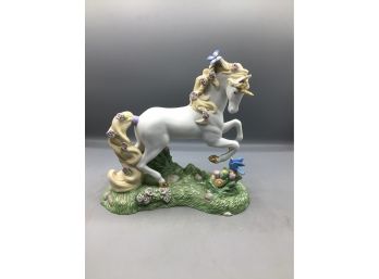 2006 Princeton Gallery - Wish Upon A Butterfly Unicorn - Handcrafted Fine Porcelain Figurine