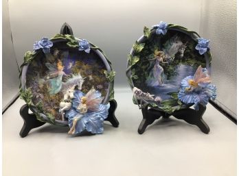 The Bradford Exchange 2002 Resin 3rd/6th Issue In The Fairy Dust Dreams Collection Decorative Plates - 2 Total
