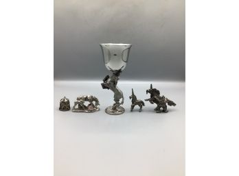 Unicorn Pewter Figurines - 5 Total