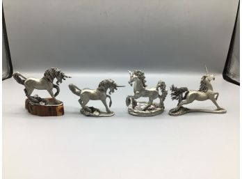Pewter Unicorn Figurines - 4 Total - Assorted Lot