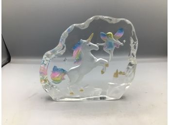 Unicorn Style Etched Glass Display Decor