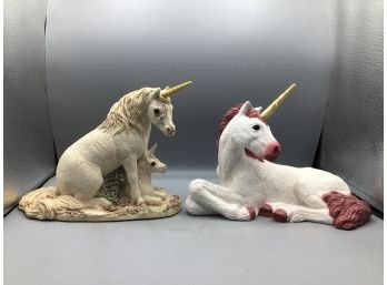 1984/1988 Clay Living Stone Unicorn Figurines - 2 Total