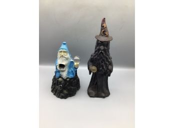Wizard Figurines - Resin Hand Painted - 2 Total