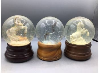 Unicorn Style Music Box Snow Globes - 3 Total