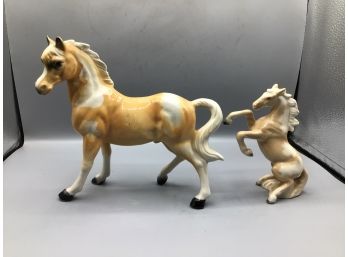 Horse Figurines - Ceramic Hand Painted - 2 Total