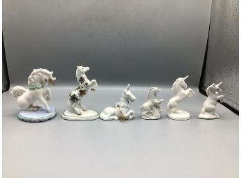 Unicorn Figurines - Ceramic Hand Painted - 6 Total