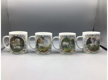 1993 Princeton Gallery Fine Porcelain Mug Set - The Enchanted World Of Unicorn Mug Collection