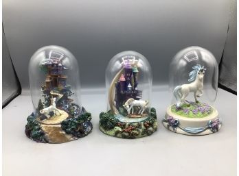Franklin Mint Steve Read Hand Painted Limited Edition Resin Figurine Globes - 3 Total