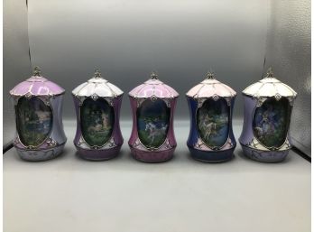 Heirloom Porcelain Mimi Jobes Rotating Unicorn Music Box Collection - 5 Total