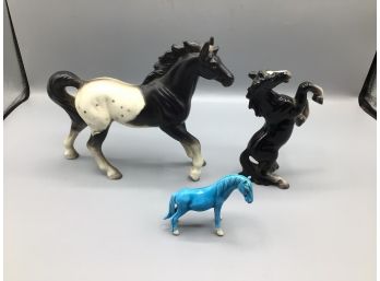 Horse Figurines - Ceramic Hand Painted - 3 Total