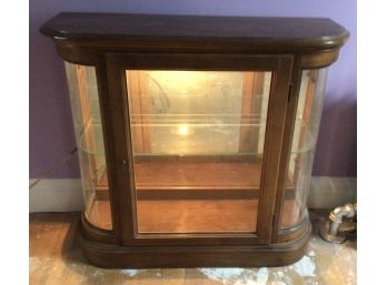 Vintage Solid Wood Lighted Curio Cabinet With Glass Shelf