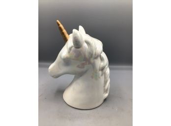FAB-NY Ceramic Iridescent Glazed Unicorn Style Coin Bank