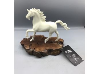 John Perry Pellucida Resin Unicorn Sculpture With Wood Base