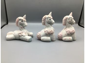 Unicorn Figurines - Ceramic Hand Painted - 3 Total