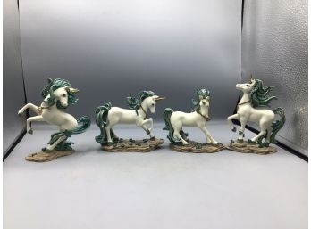 Emerald Isle Resin Unicorn Figurine Collection - 4 Total