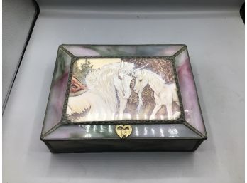 Stained Glass Unicorn Pattern Storage Box