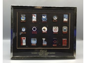 Coca-cola 1924-1988 Commemorative Olympic Winter Games Series Collector Pins With Frame