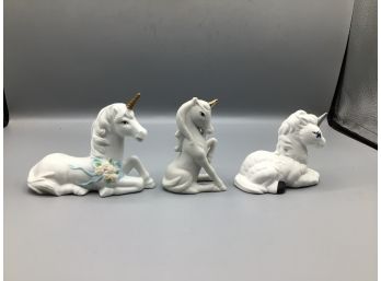 Unicorn Figurines - Ceramic Hand Painted - 3 Total