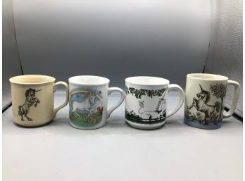 Unicorn Pattern Ceramic Coffee Mugs - Assorted Lot - 4 Total