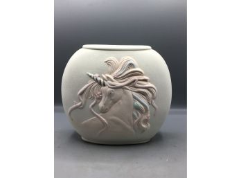 1993 Unicorn Style Ceramic Handcrafted Vase