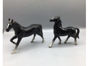Nippon Porcelain Hand Painted Horse Figurines - 2 Total