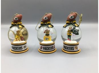 The Danbury Mint- Green Bay Packers Snow-globe Ornaments - 3 Total With Box Included
