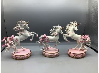 HC - Pink Is For Hope - Unicorn Collection Resin Figurines - 3 Total