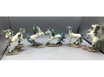 The Hamilton Collection - Emerald Isle Resin Unicorn Collection - 5 Total