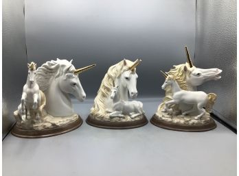 The Bradford Exchange 2003-2004 Limited Edition Porcelain - An Enchantment Of Unicorns Collection -  3 Total
