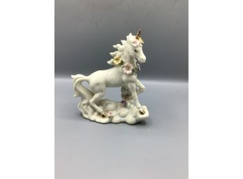1998 P.H Ceramic Hand Painted Unicorn Floral Pattern Figurine