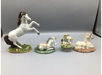 Unicorn Figurines - Resin Hand Painted - 4 Total