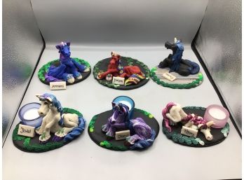 1991 Dragon Folk Studios C. Rutherford Signed Clay Handcrafted Figurines - 6 Total