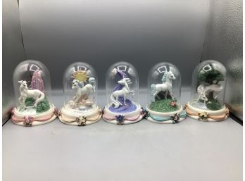 The Franklin Mint Hand Painted Limited Edition Resin Figurines With Glass Domes - 6 Total