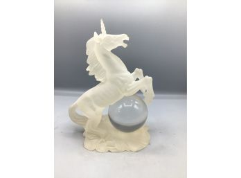 Lucite Unicorn Style Figurine With Glass Ball